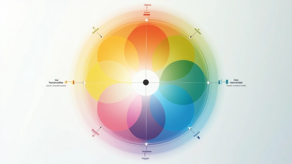 Ruota cromatica con colori complementari evidenziati, rosso-ciano, giallo-blu, magenta-verde su sfondo bianco